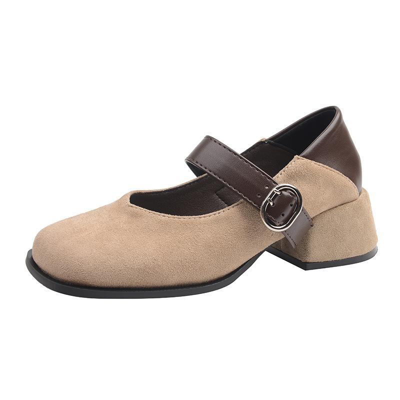 Французские ретро туфли-лодочки на толстом каблуке с леопардовым принтом, женские, 2025, новые осенние, с ремешком на подъеме, Мэри Джейн, обувь Doudou для ношения с юбкой, оптом