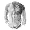 Men Clothes Autumn Casual Long Sleeve Round Neck Button T Shirt Men Sport 3D Digital Print Tops Henry's Shirt