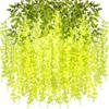 12Pcs Artificial Wisteria 3 Forks Realistic Home Wedding Garden Indoor Outdoor Wall Hanging Colorful Faux Flower Vines Garland Decoration