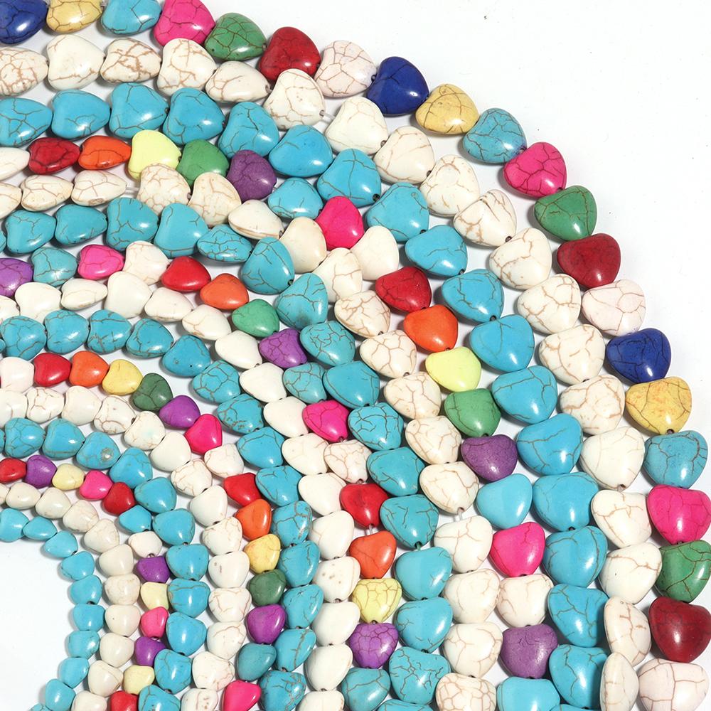 1String Multisize Natural Stone Beads Charm Heart Shaped Spacer Turquoise Beads For DIY Bracelet Necklace Jewelry Accessories