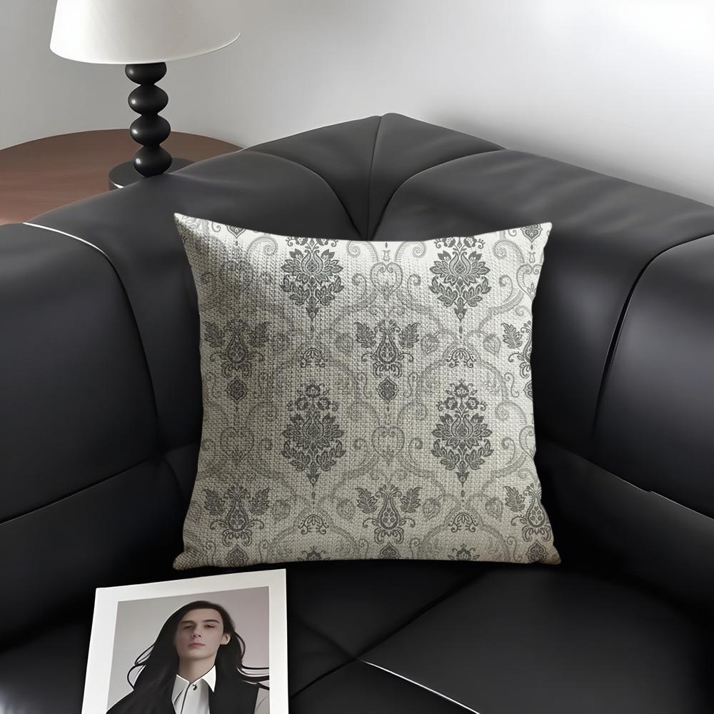 European Retro Cushion Cover Natural Linen Organic Fabric DoubleSided Printing Sofa Home Decor Gift Pillow Case