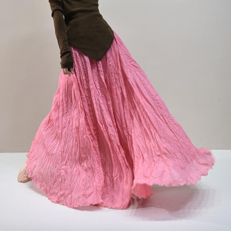 Женские льняные макси-юбки Летние Бохо Однотонные Пляжные Эластичные С высокой талией Плиссированные А-силуэта Легкие Расклешенные Длинные Макси-юбки Эластичная талия Длинная юбка для женщин