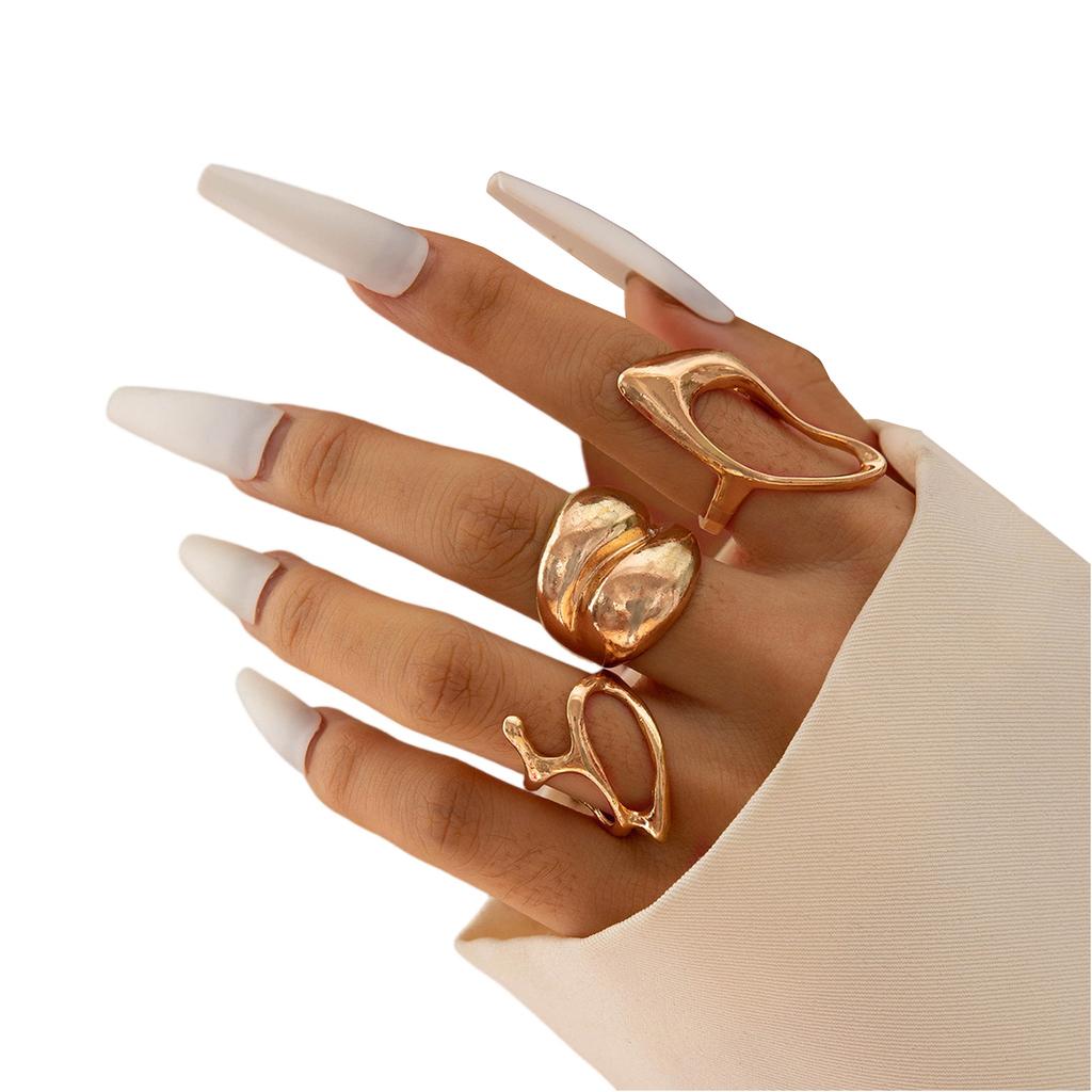 Модный женский набор из 3 колец - Женское кольцо Металлическое кольцо Глянцевое кольцо Металлическое кольцо Праздничный подарок