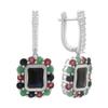 Silver Earrings with Natural Sapphire 4.05ct, Emerald, Ruby (2182399)