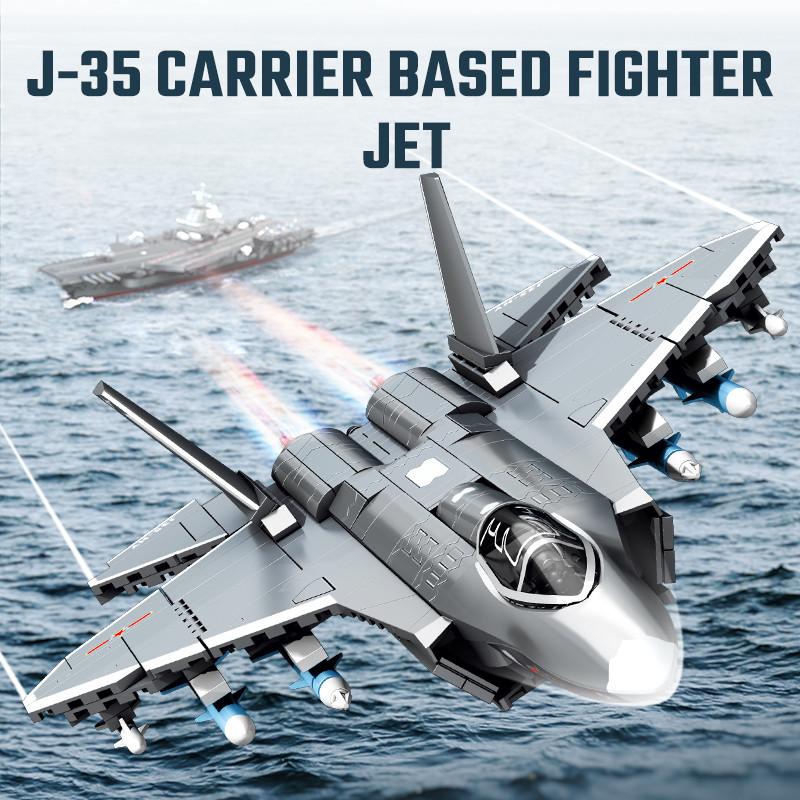 Нетоксичный Sembo J-35 Палубный Истребитель Конструктор Модель Самолета Серия Военная Самолет Модель Кирпичи Детские Игрушки Подарки