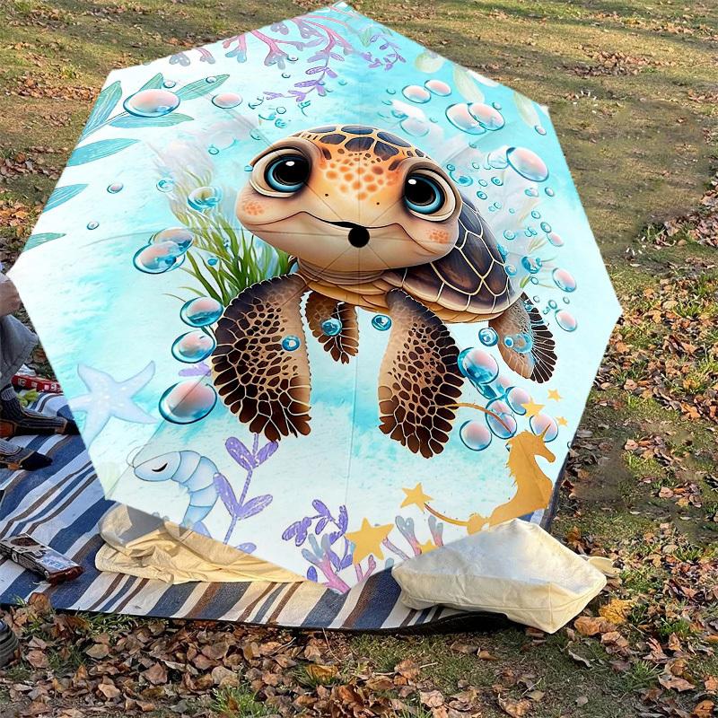 1PC turtle ocean Umbrella-8-Rib Reinforced Portable Folding Travel Suitable for All Seasons Outdoor Daily Use -J0350