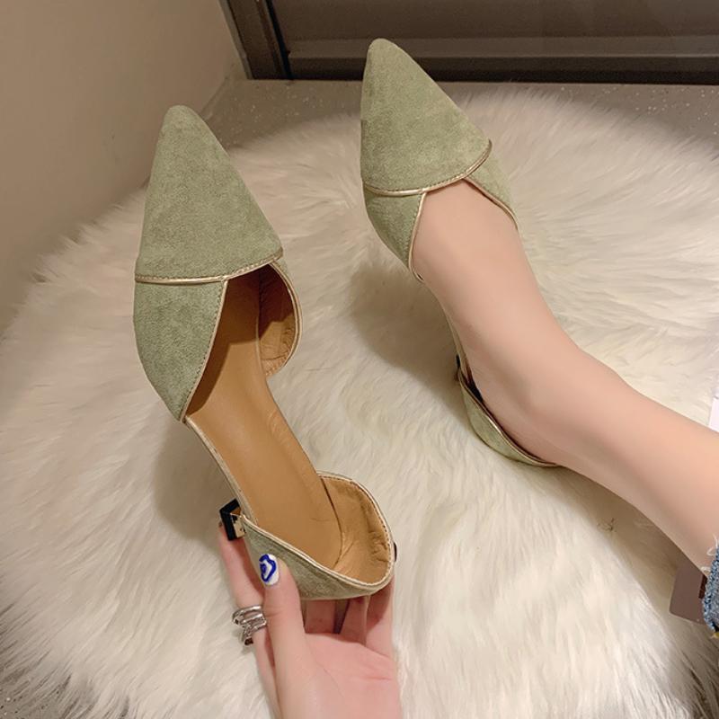 Модные европейские французские винтажные туфли 2024 года, новые туфли на высоком каблуке с тонким острым носком, с неглубоким носком, дизайн Sense Zapatillas
