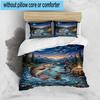 Salmon Amidst Nature 3pcs Bedding,Including 1pc Duvet Cover And 2pcs Pillowcases Perfect for Christmas,Ideal for Bedroom, Dormitory