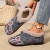 Женские вышитые туфли из ткани в пекинском стиле, плюшевая подкладка, мягкая подошва, удобные балетки, теплые этнические традиционные туфли для женщин