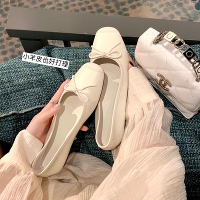 Версия из овчины~ кожаный светлый рот бант показывающие ноги маленькие плоские балетки кожаные одинарные туфли женские Мэри Джейн женская обувь