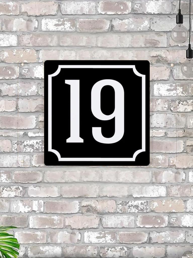 House Number X Classic Black Metal Sign 20x20cm, Modern Door Wall Decor