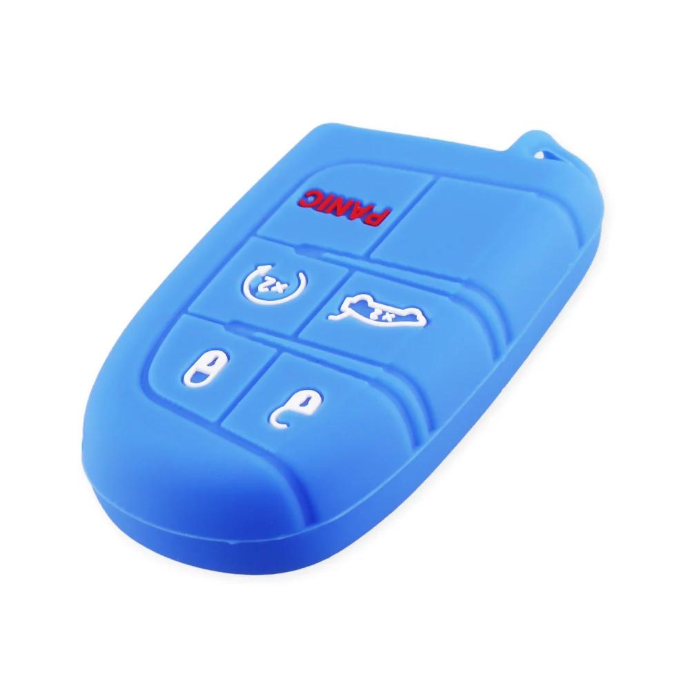 Силиконовый чехол для автомобильного ключа для Jeep Grand Cherokee Dodge JCUV Dart Journey Chrysler 300C Fiat 5-кнопочный пульт
