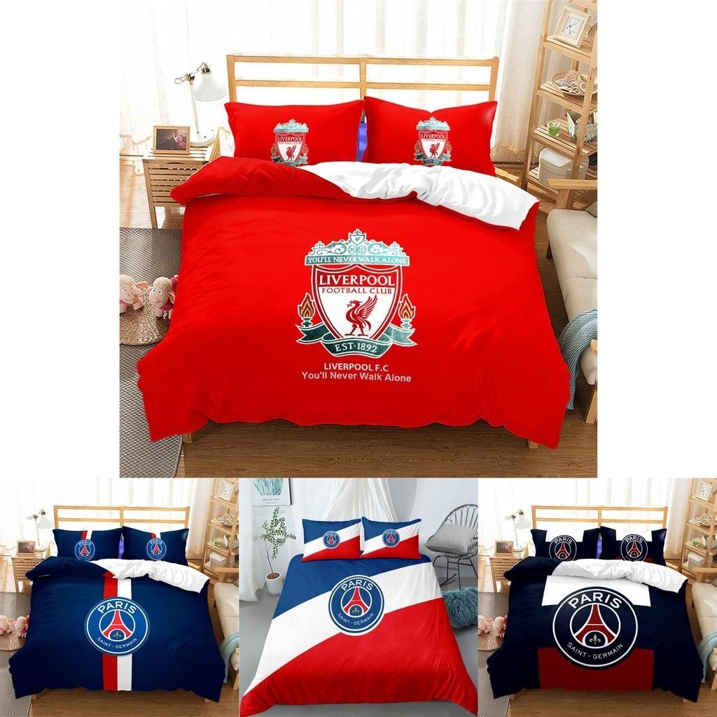 Логотип футбольной команды Двуспальный 3-предметный постельный комплект - удобный, грязеотталкивающий домашний текстиль