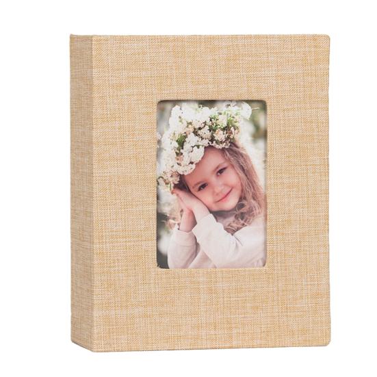 Фотоальбом Льняная обложка Фотоальбом с передним окошком 100 фотографий 4x6 Вставные фото