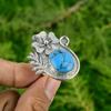 Sterling Silver Natural Tibetan Turquoise Flower Ethnic Statement Ring Jewelry