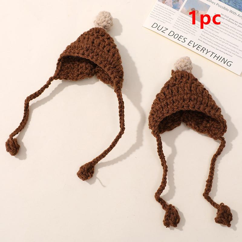 Милый кукольный домик, кукольная шляпа, мини-ремешки, ручная работа, плетеные крючком, вязаные шерстяные головные уборы, мультяшная кукольная игрушка для украшения своими руками для детей