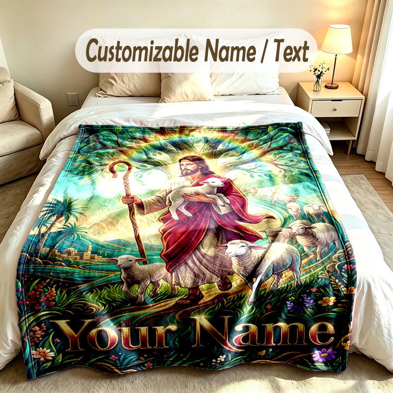 Virgin Mary Theme Custom Blanket Personalized Name & Text Customized Soft Warm Throw Blanket Home Decor