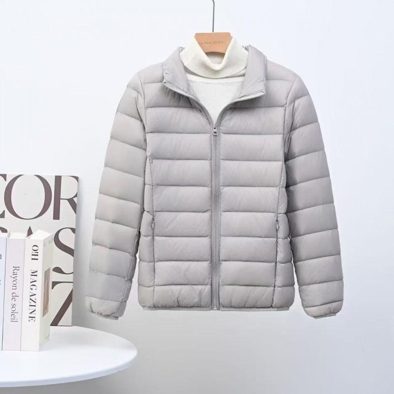 Womens Short Down Jacket Slim Fit Stand Collar Lightweight White Duck Coat Plus Size Fall Winter