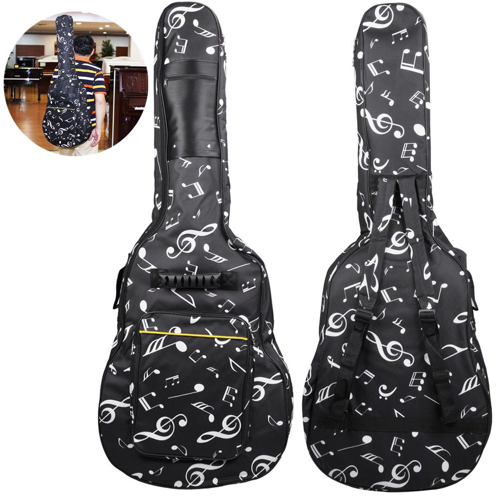 40 / 41 Inch Musical Note Folk Acoustic Guitar Case Double Straps Canvas Pad 10mm Cotton Thickening