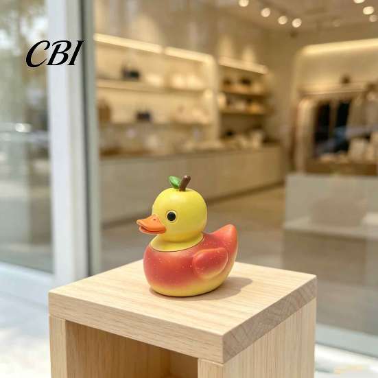 Unique Gifts for Friends Adorable Fruit Duck Figurine, Resin Apple Strawberry Peach Banana Sculpture, Mini Children Room Ornaments Desk Decor