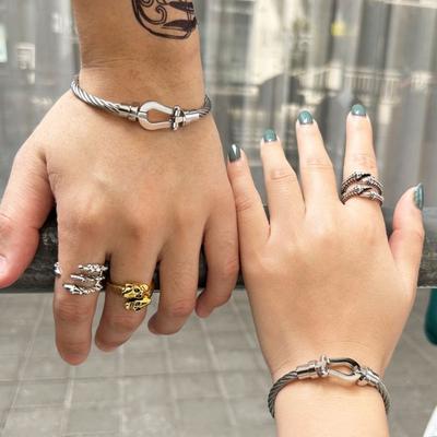 Браслеты для пар из нержавеющей стали, браслеты с узлом, простой браслет в форме подковы для женщин