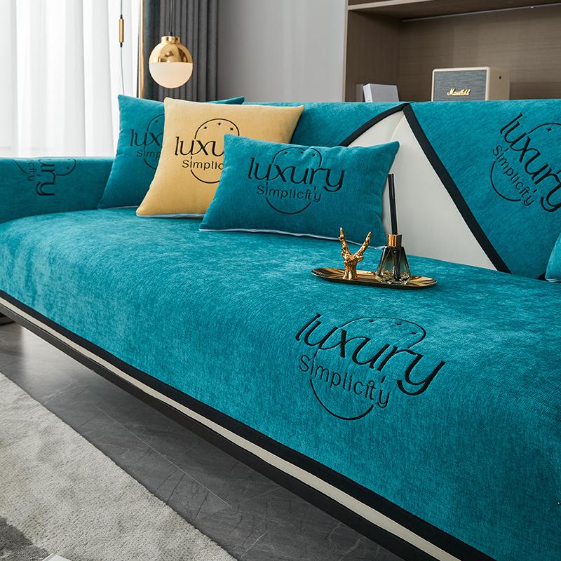 Подушка для дивана из синели, новый всесезонный легкий роскошный противоскользящий чехол, чехол на спинку, утолщенная подушка для сиденья