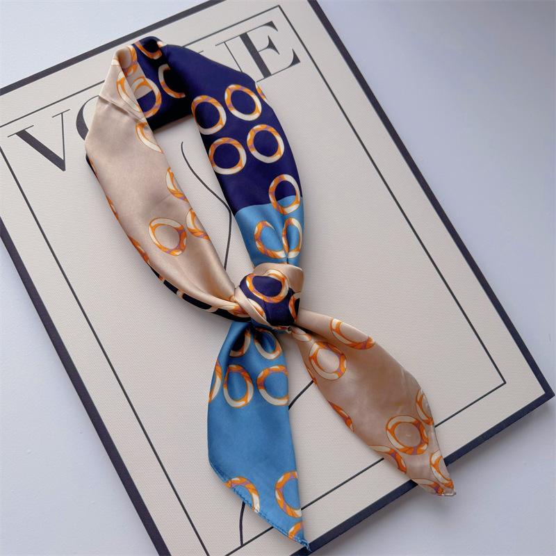 New Hundred Hundred Satin Letter Print Neckerchief 70×70 Silk Scarf Small Square Scarf High Sense of French Scarf