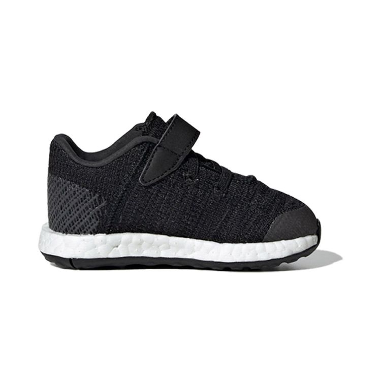 adidas Pureboost Go Series El I Удобные Легкие Нескользящие Низкие Кроссовки для Ходьбы Детская Обувь Черно-Белая F34017