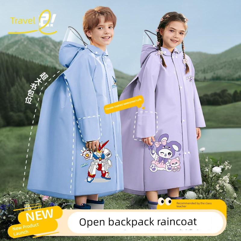 Children's Raincoat for Girls, Long Loose-Fitting Style with Large Backpack Space, Full-Body Storm-Proof Student Rain Poncho for Boys, Specifically