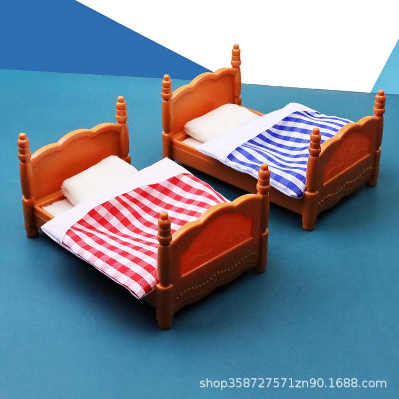 Doll House Simulation Mini Bedroom Double Bed Bunk Bed Accessories Mini Food Play House Furniture Children'S Toys