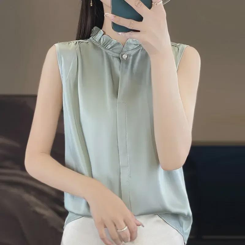 Женский утягивающий топ без рукавов с воротником-стойкой, весна-осень 2024 г.