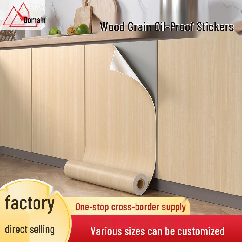 Маслостойкая, термостойкая, водонепроницаемая самоклеящаяся наклейка на стену для кухни с текстурой дерева