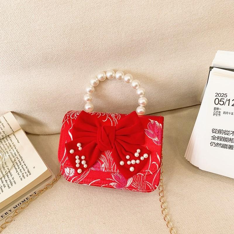 Милая детская новогодняя сумка Стильная жемчужная модная сумка-кроссбоди на цепочке для девочек-малышек