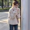 Пальто из искусственного плюша ягненка, толстое, женское, осень-зима 2024, новая корейская версия популярного топа высокого класса