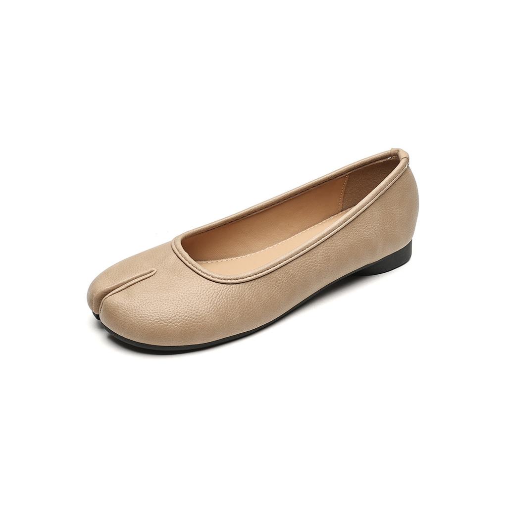 Weiwei Girl 7899-1 Туфли с раздвоенным носком и свиной ножкой Женские туфли-лодочки с мелким вырезом, плоской подошвой, подковообразным каблуком, типа дуду, балетки