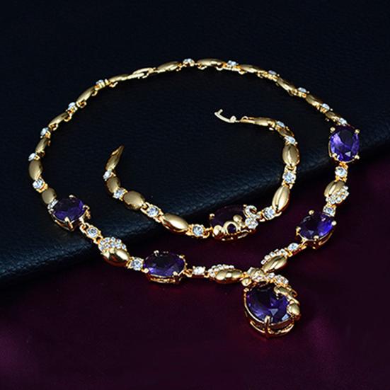 Комплект ювелирных изделий, инкрустированные стразами, привлекательные аксессуары, ожерелье, кольцо, браслет, серьги, подарок для вечеринки