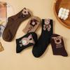 Коричневые ретро хлопковые носки Носок с медведем Носки средней длины для девочек Удобные Осенне-зимние Мягкие Кавайные носки для женщин