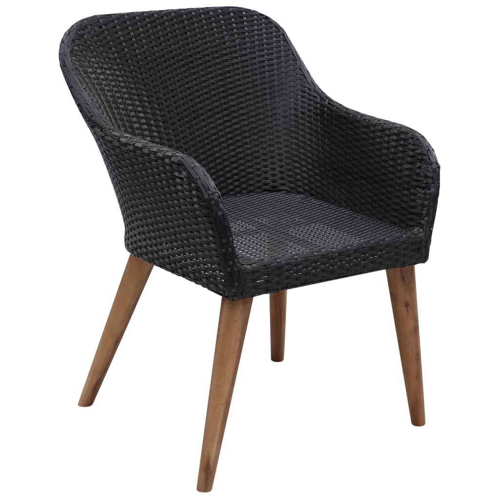 Garden Chairs with Cushions 2 pcs Poly Rattan Black