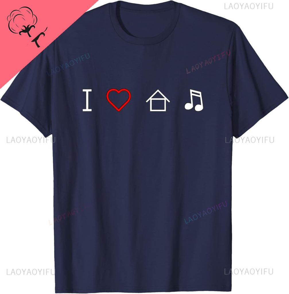 I Heart House Music Icons TShirt Kawayi Harajuku Streetwear Custom Printed Graphic T Shirts Camisas Streetwear