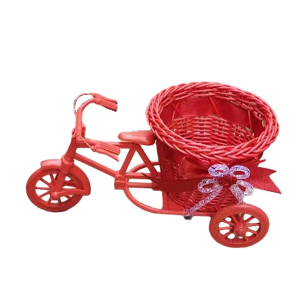 Bicycle Artificial Flower Basket Vase Mini Gifts Tricycle Planter Plant Stand for Wedding Party Garden Birthday Home Decor