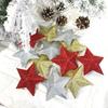 6Pcs Sparkling 3D with Glitter Star Shape Christmas Pendant Lanyard Star Christmas Tree Ornament DIY
