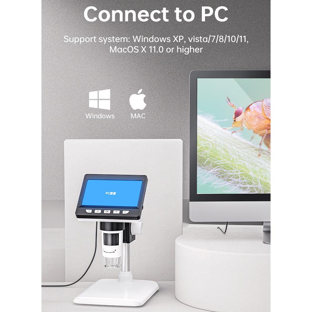 4,3-дюймовый цифровой микроскоп 1080P 50-1000x монетный микроскоп 2000 мАч паяльный микроскоп для ремонта электроники печатных плат ПК ноутбука