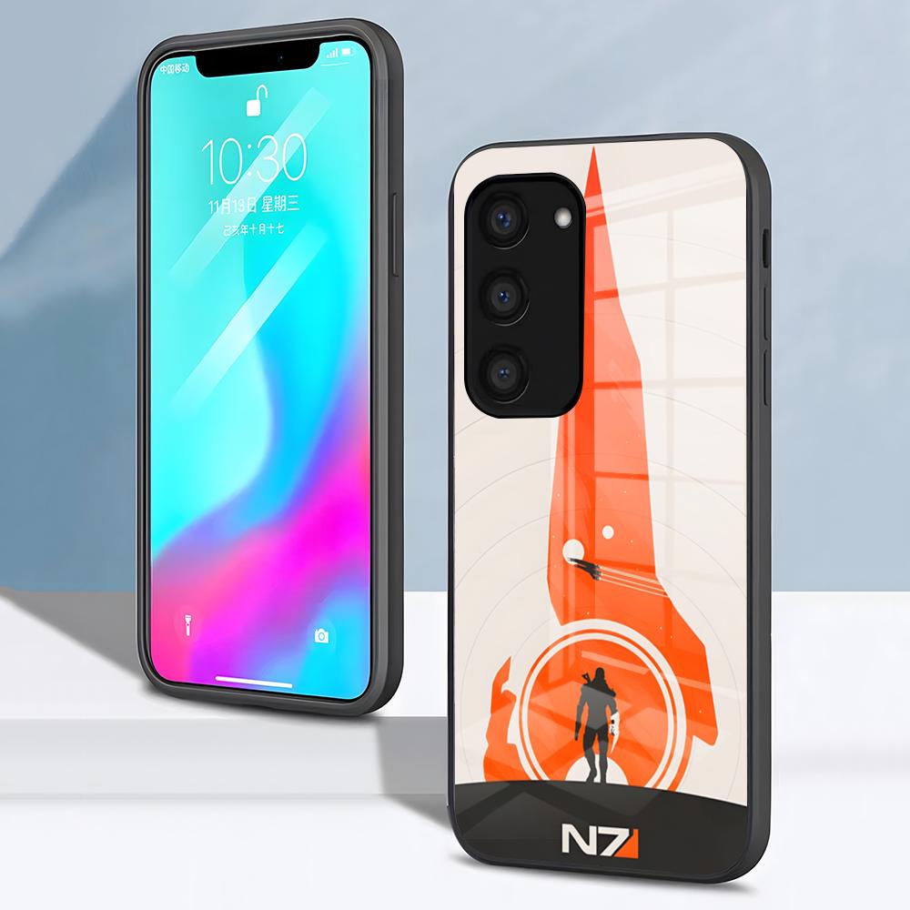 Чехол для телефона N7 Mass Effect для Samsung S26 S25 S24 FE S23 S22 S21 Plus S20 Ultra Note20Ultra Черная стеклянная крышка