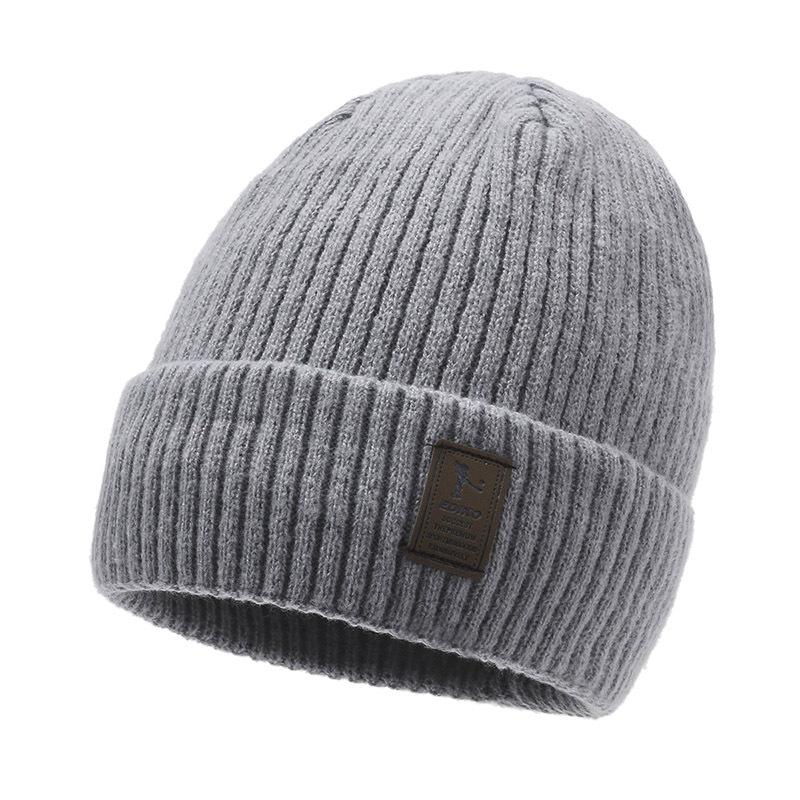 Men's Winter Knitted Hat Velvet Thick Warm Wool Hat Windproof Sleeve Cap for Riding