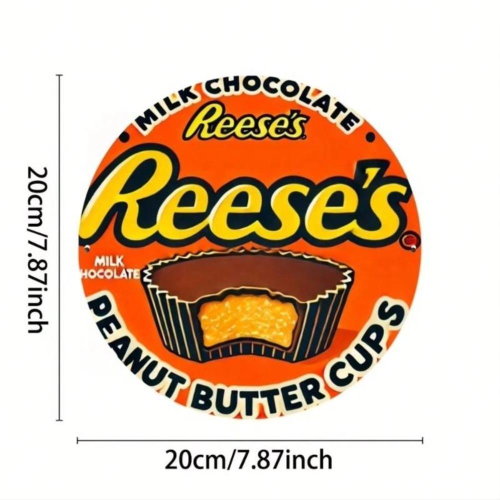 1 шт. Винтажная алюминиевая табличка Reese's Peanut Butter Cups Молочный Шоколад Ретро Настенное Искусство Декор 7,8x7,8 Дюйма Металлическая Жестяная