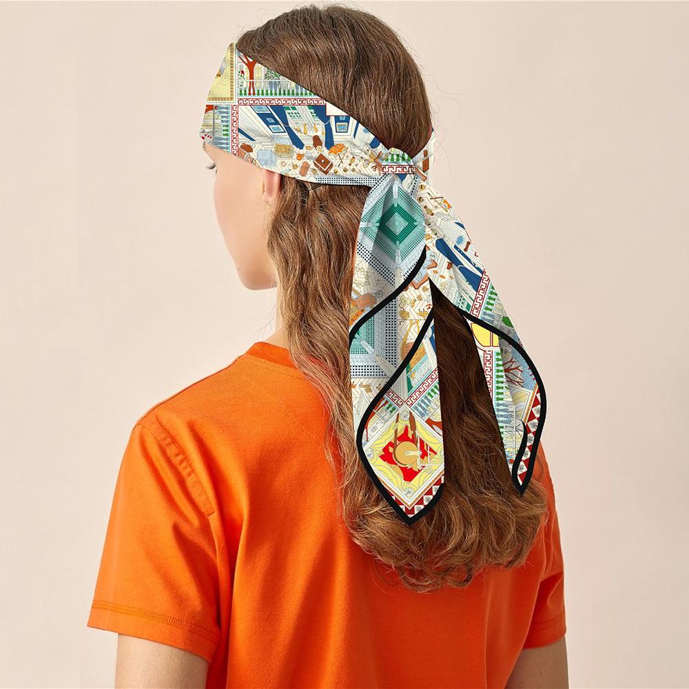 New Design Shawl Palace Printed Silk Scarf 90cm Square Scarves Lady Wraps Kerchief Woman Neck Shawl Wraps Echarpes