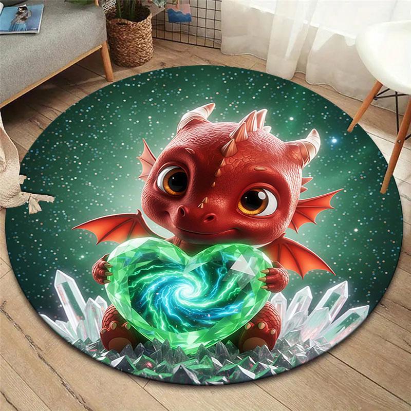 LovingDragon Круглый ковер, Ковер для гостиной, спальни, дивана, игровой комнаты, Декор, Нескользящий коврик для пола