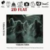 1 piece of Halloween background cloth - horror haunted house photography background with zombie ghosts, easy to hang flat banner