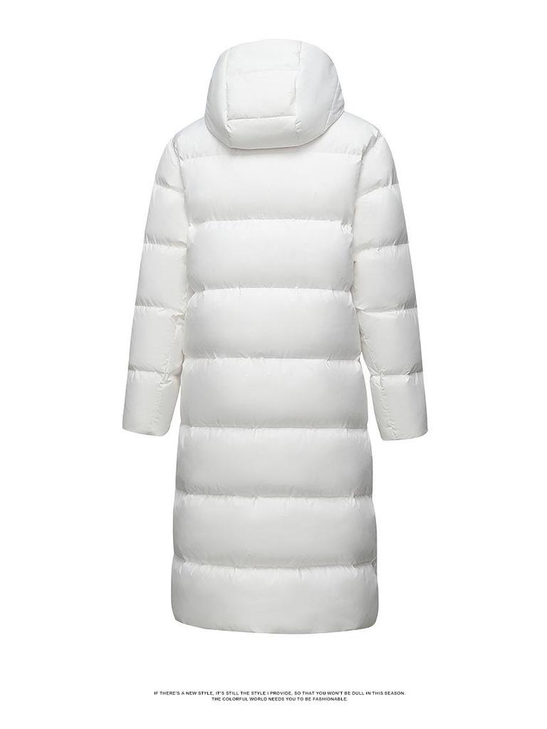 Модная длинная мужская зимняя пуховая куртка 2025 года - Белый утиный пух, Повседневный гонконгский стиль, Однотонная, Теплая верхняя одежда