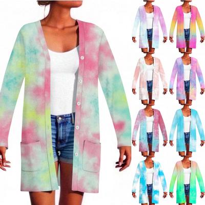 Женский кардиган с длинным рукавом, повседневная куртка с карманами, топ